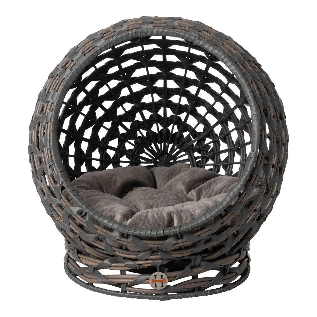 Huntley Pet Hemisphere Rattan Pet Bed, Elevated With Cushion
