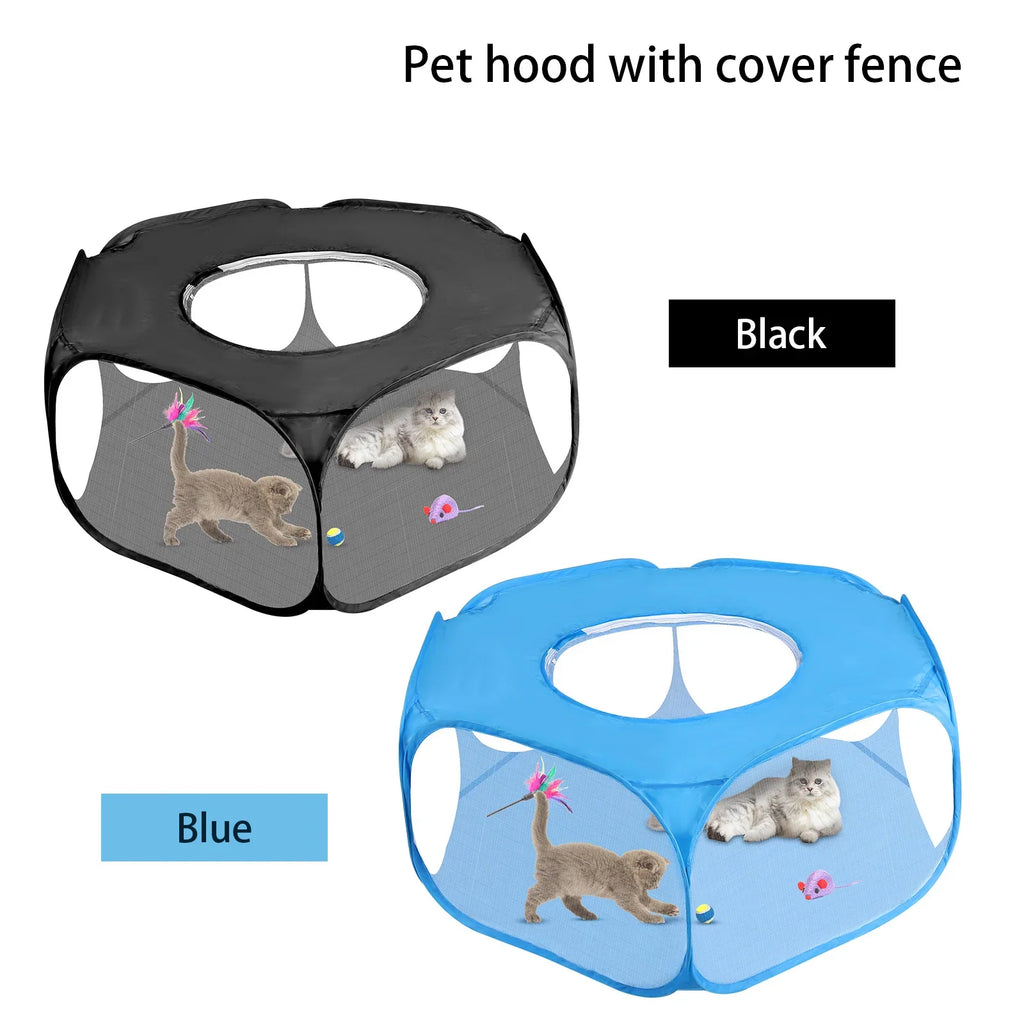 1pc Foldable Portable Pet Fence with Cover - Breathable Outdoor Playpen Suitable for Small Animals