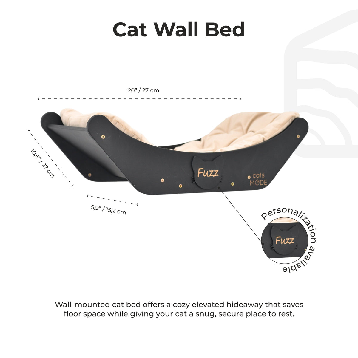 Cat Curve Wall Bed Black